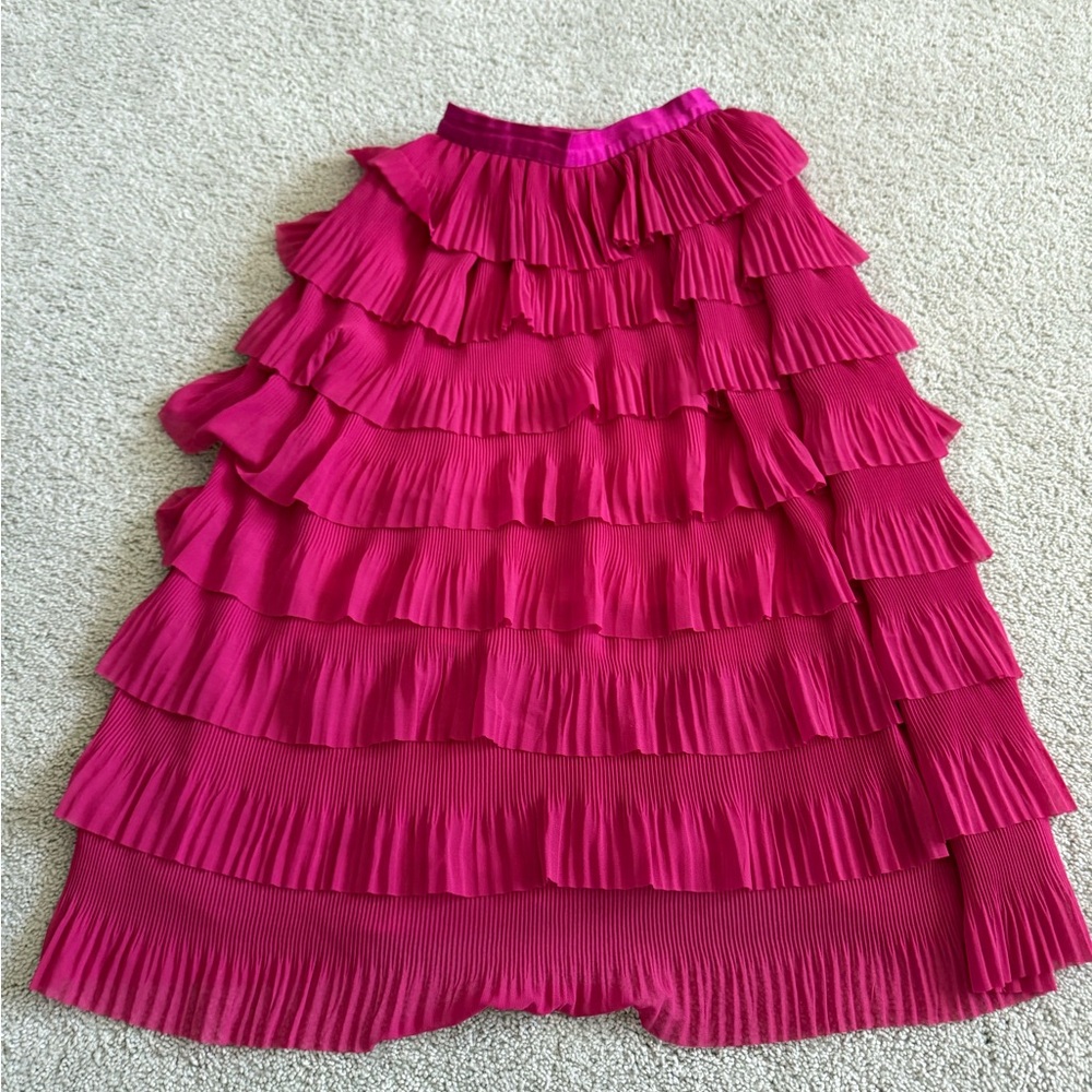 Pink M ruffle long skirt